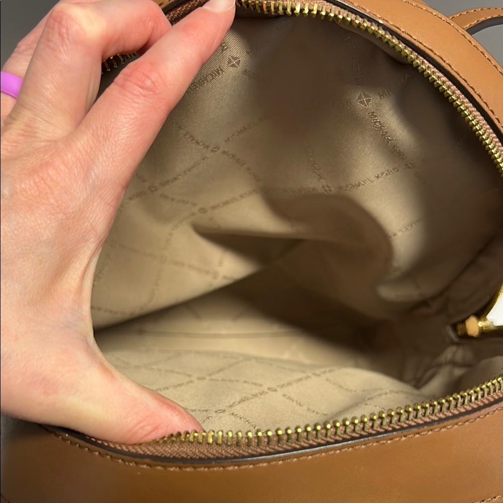 Michael Kors Brown Monogram Backpack with Gold Hardware - Picture 16 of 16